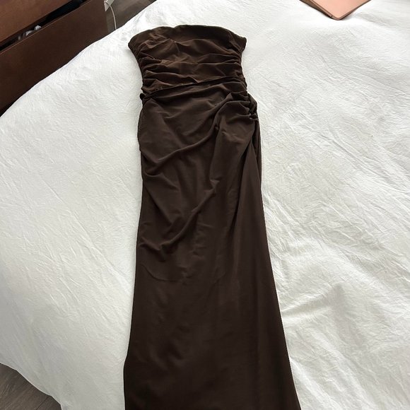 Zara Brown Strapless Dress - Picture 5 of 7